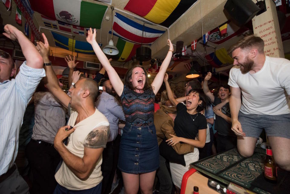 England fans are celebrating after a dramatic World Cup win over Colombia