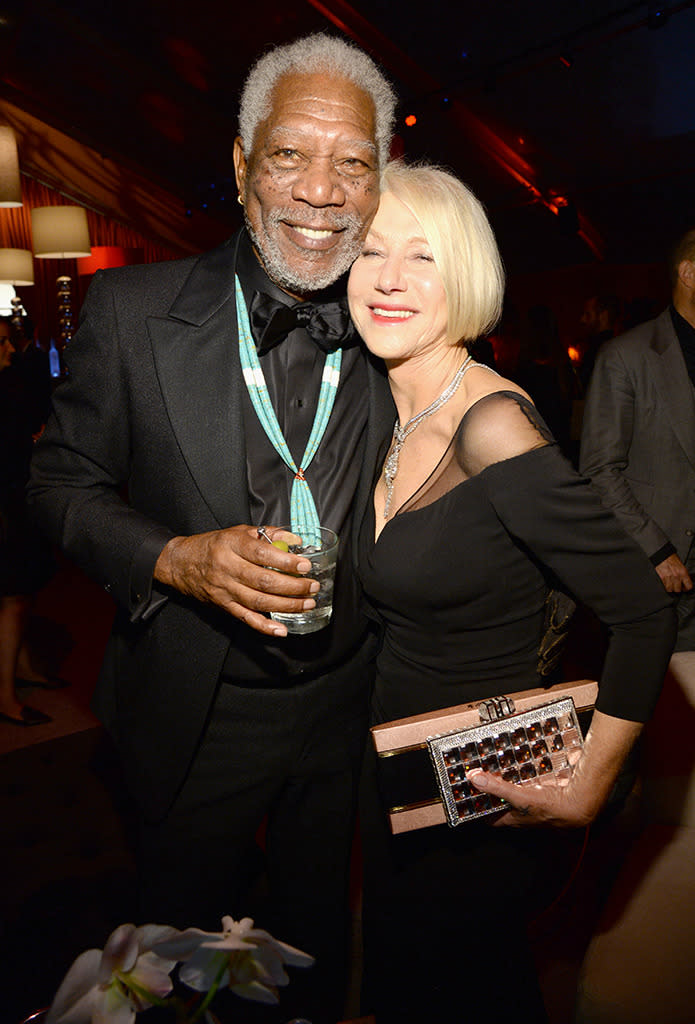 Morgan Freeman and Helen Mirren are the coolest cats in the room no matter where they are. (Photo: Getty Images)