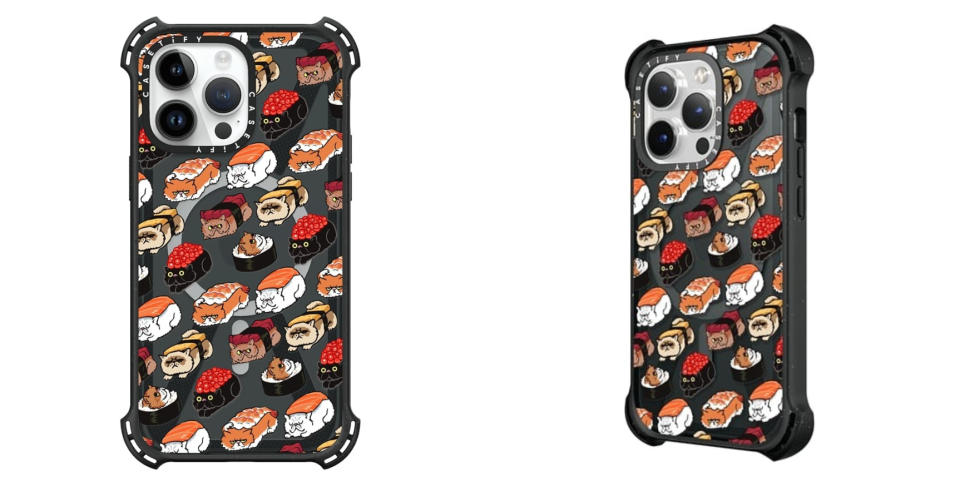 iPhone 14 手機殼推薦：CASETiFY Sushi Persian Cat iPhone14 Pro 手機殼 NT.2,900 可愛的貓咪壽司塗鴉風格讓貓奴們都瘋狂啦！專為 iPhone 14 打造，CASETiFY 史上最強防護的手機殼，以最新 EcoShock™ 防護科技和保護角設計打造，讓你的手機無懼墜落。