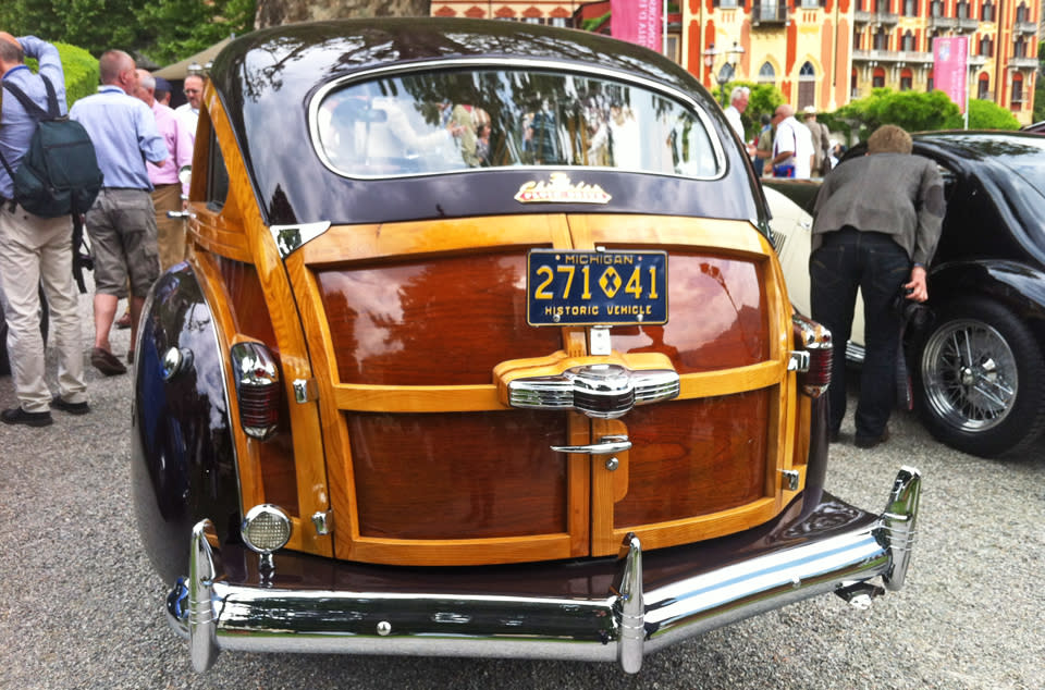 Rear of the 1941 Chrysler Town & Country. Some 80% of the wood is original.