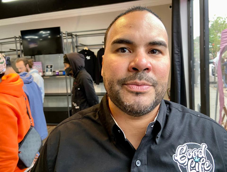 Hiram Hernandez Jr. is owner with his family of the new Good Life Collective dispensary in Rochester. The Puerto Rican-owned business is the first permanent and legal store in the city limits.