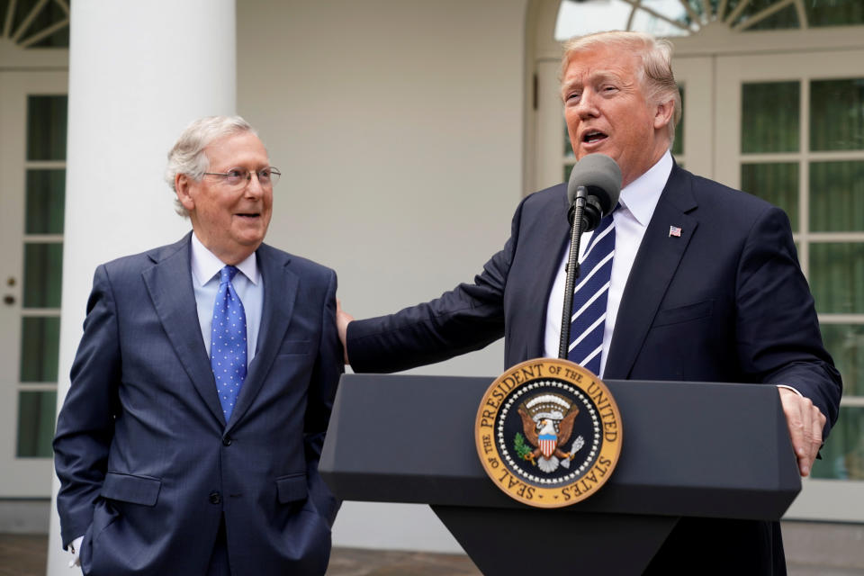 Senate Majority Leader Mitch McConnell (R-Ky.)&nbsp;is about to score some points with President Donald Trump for expediting judicial confirmations. (Photo: Yuri Gripas / Reuters)