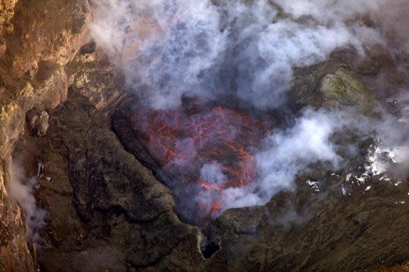 This view of Erebus volcano's lava lake was snapped in 2012, when the lake was about 100 feet (30 meters) wide.