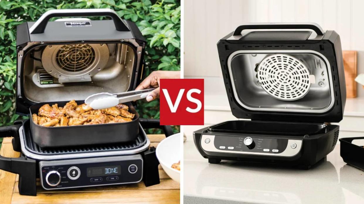  Ninja Woodfire Electric BBQ Grill and Smoker vs ProCook Air Fryer Health Grill. 