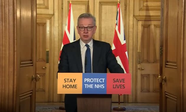 Cabinet minister Michael Gove at a press briefing