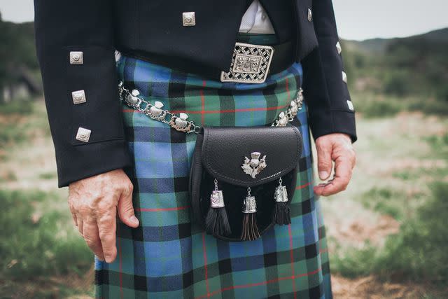 <p>Getty</p> A stock image of a man wearing a kilt.