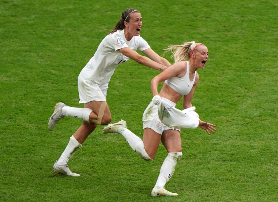 England’s Chloe Kelly celebrates scoring (Joe Giddens/PA) (PA Wire)