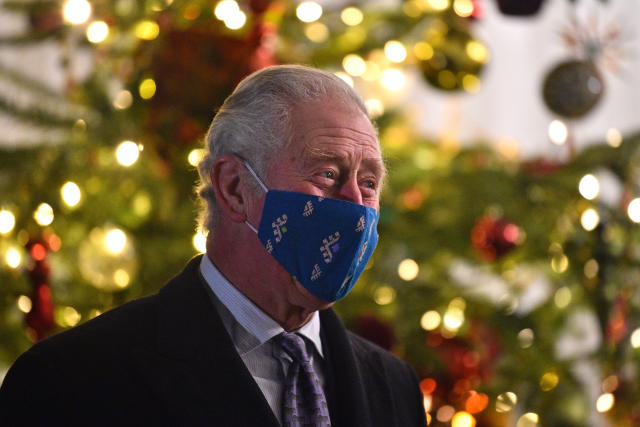 WINDSOR, ENGLAND - DECEMBER 08: Prince Charles, Prince of Wales wearing a protective face covering to combat the spread of the coronavirus, attends an event to thank local volunteers and key workers for the work they are doing during the coronavirus pandemic and over Christmas in the quadrangle of Windsor Castle on December 8, 2020 in Windsor, England.  The Queen and members of the royal family gave thanks to local volunteers and key workers for their work in helping others during the coronavirus pandemic and over Christmas at Windsor Castle in what was also the final stop for the Duke and Duchess of Cambridge on their tour of England, Wales and Scotland. (Photo by Glyn Kirk - WPA Pool/Getty Images)