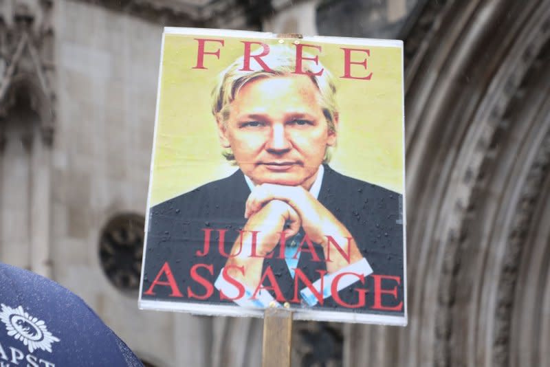 The United States on Wednesday argued its case to extradite WikiLeaks founder Julian Assange on espionage charges. Photo by Hugo Philpott/UPI