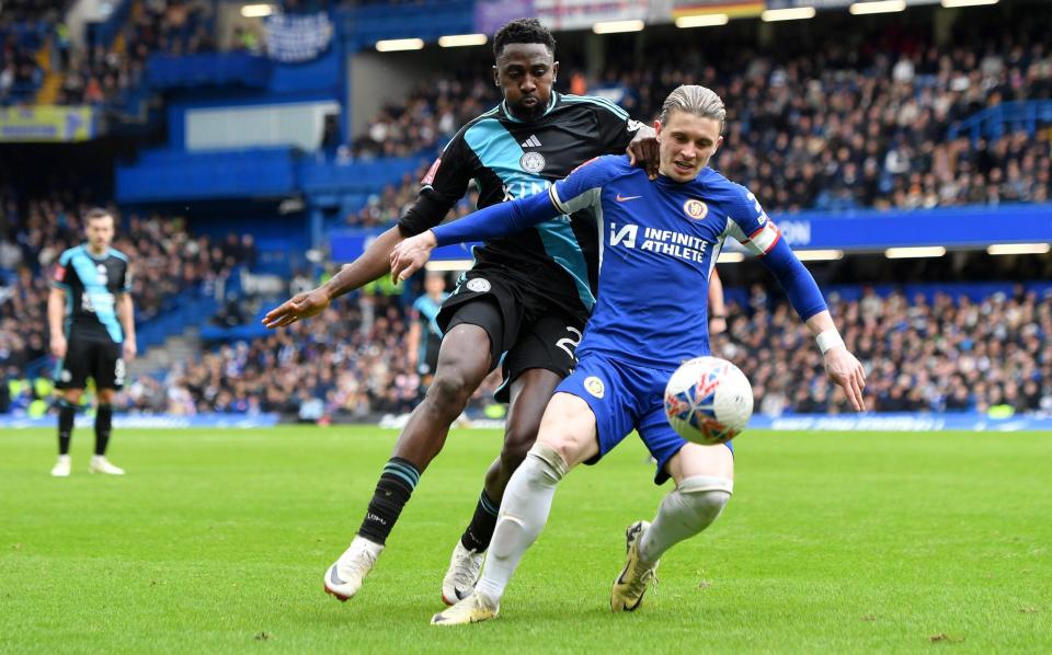 Conor Gallagher shields the ball