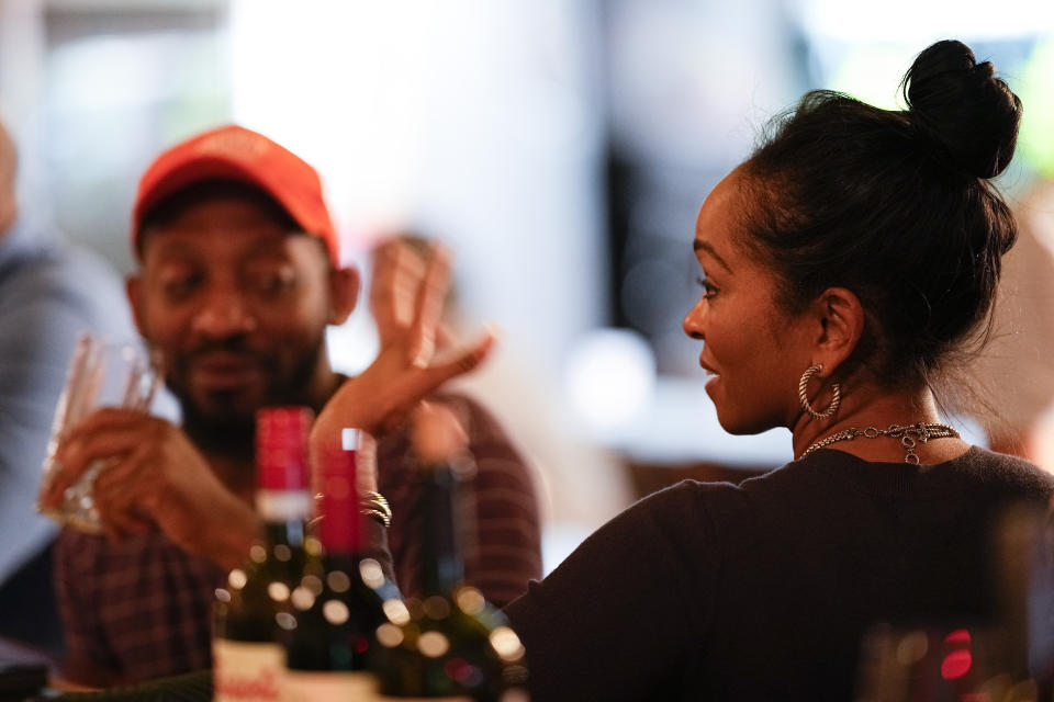 LaJoia Broughton, a 41-year-old small business owner, speaks during an interview at Goat's restaurant and Tavern on Tuesday, May 2, 2023, in Columbia, S.C. Black voters in South Carolina rescued Joe Biden’s bid for the presidency during the 2020 Democratic primary, and he rewarded them by moving the state to the head of the party’s nominating schedule. But two years into his presidency, interviews with more than a dozen Black voters representing a variety of ages and backgrounds reveal mixed views, especially between generations. (AP Photo/Chris Carlson)