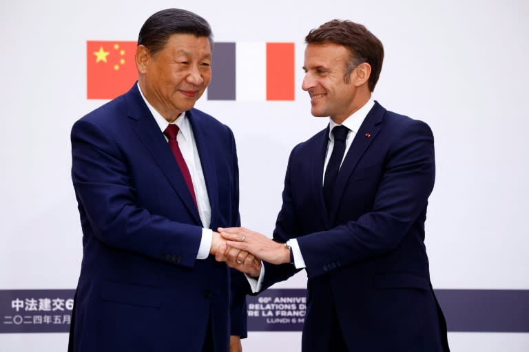 Frankreichs Präsident Emmanuel Macron hat die Unterstützung Chinas für das Vorhaben eines "olympischen Friedens" während der Pariser Sommerspiele begrüßt. (Sarah Meyssonnier)