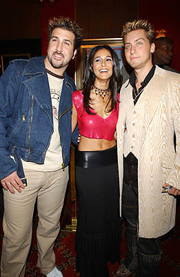 Joey Fatone , Emmanuelle Chriqui and Lance Bass at the New York premiere of On The Line