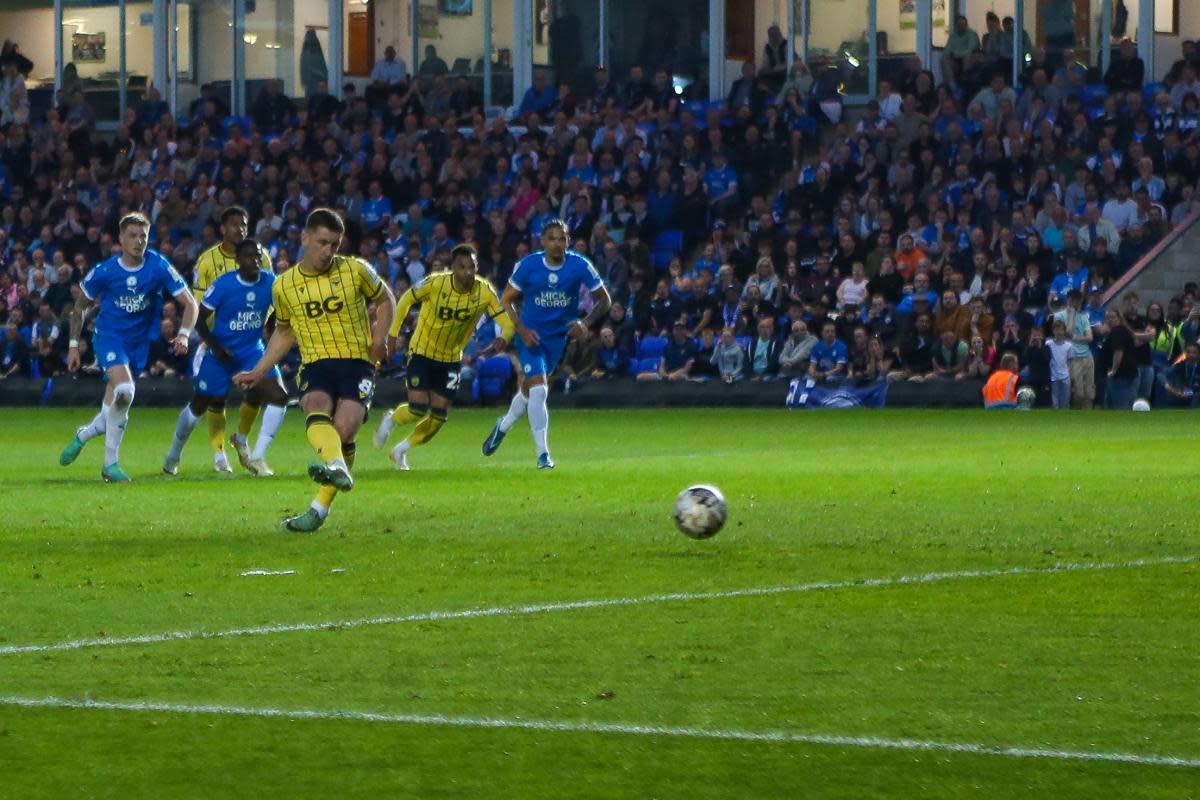 Cameron Brannagan converts from the penalty spot <i>(Image: Simon Hall)</i>