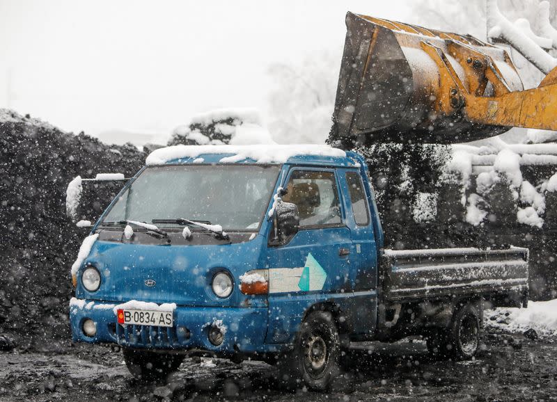A lorry is loaded with coal amid the energy crunch in Bishkek