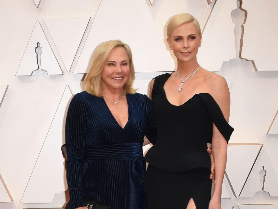 Charlize Theron and her mother Gerda Jacoba Aletta Maritz at the Oscars in 2020