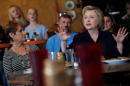 U.S. Democratic Presidential candidate Hillary Clinton speaks to steelworkers and their families during a campaign event in Ashland, Kentucky, United States, May 2, 2016. REUTERS/Jim Young