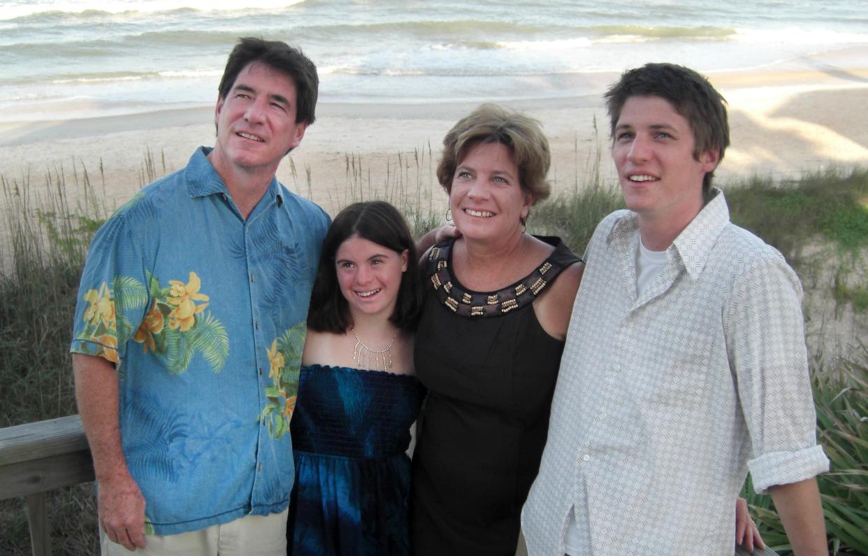 An undated photo of Paul Daugherty, his daughter, Jillian, wife, Kerry, and son, Kelly in St. Augustine, Fla. Daugherty, the Enquirer sports columnist, wrote a memoir, "An Uncomplicated Life," about daughter Jillian.