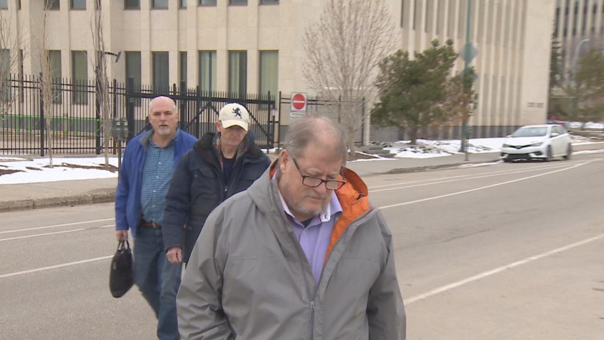 Michael Gordon Jackson leaves Regina's Court of King's Bench Friday afternoon after being found guilty of abduction.  (CBC News - image credit)