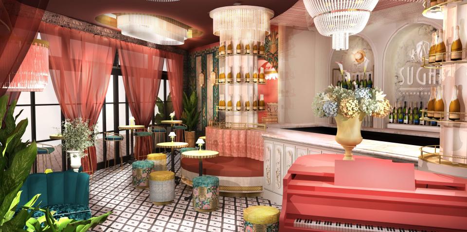 Sugar Champagne Bar is expected to open later this year in downtown Sarasota at 127 S. Pineapple Ave. Rendering provided by Joseph Grano of Next-Mark.