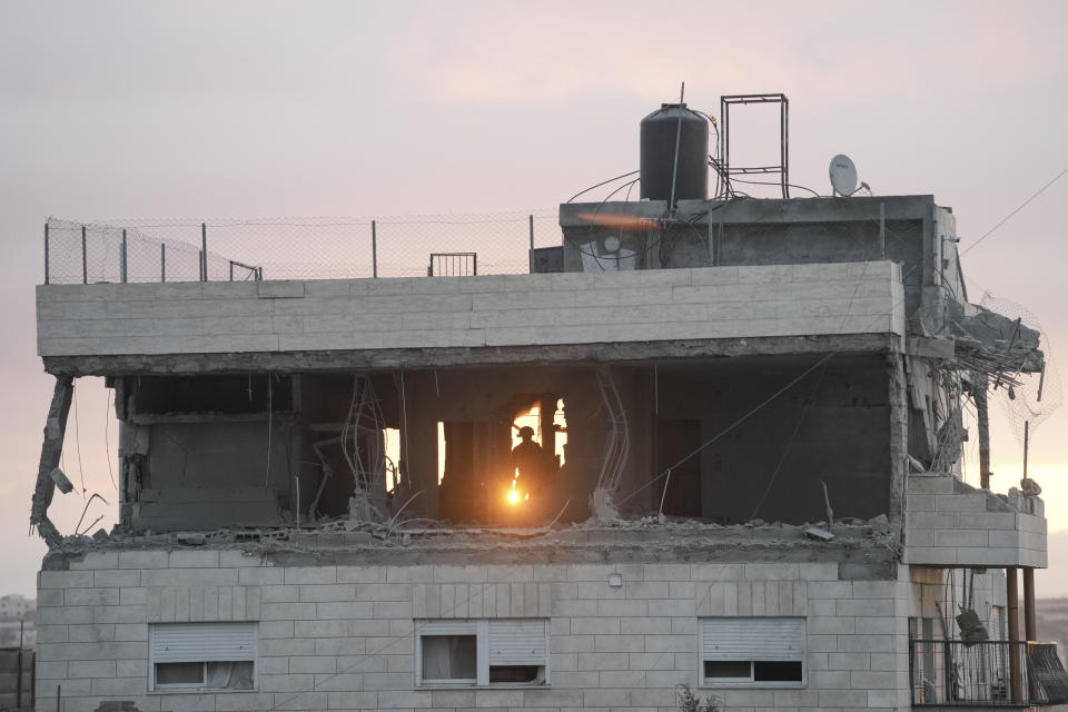 Israeli troops demolish the house of Palestinian Muhammed Kamel al-Jabari, who carried out a deadly shooting attack last year that killed one Israeli, in the West Bank city of Hebron, Thursday, Feb. 16, 2023. (AP Photo/Mahmoud Illean)