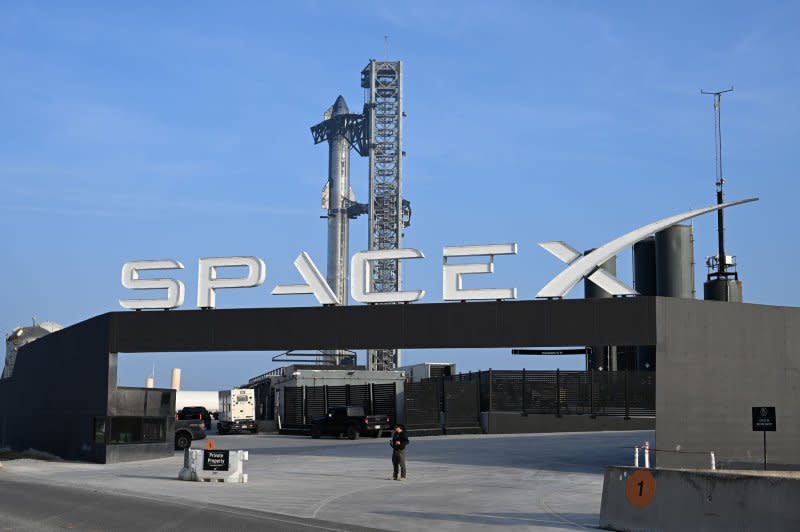 SpaceX prepares to launch its third flight test of its Starship booster from Launch Complex 1 at Starbase in Boca Chica, Texas on Wednesday. Photo by Joe Marino/UPI