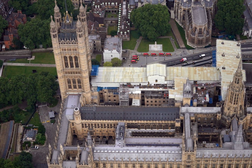 An aerial view of the Palace of Westminster in central London. (Victoria Jones/PA) (PA Wire)