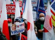 Supporters of U.S. President Donald Trump hold a rally, in Tokyo