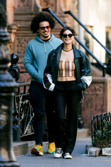 Eric Andre and Emily Ratajkowski are seen in the West Village on February 10, 2023 in New York City.
