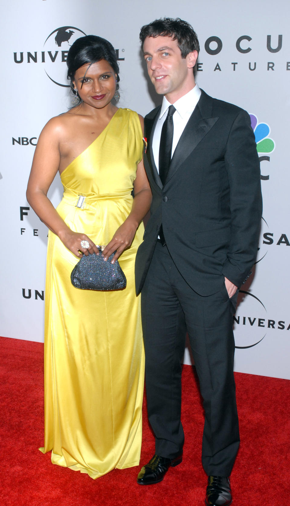 Mindy Kaling and BJ Novak arrive at the NBCUniversal after party for the 67th annual Golden Globe Awards held at the Beverly Hilton Hotel.&nbsp;