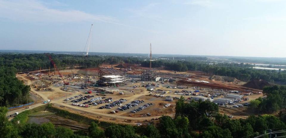 Work continues on the new Panther training facility in Rock Hill, SC on Wednesday, August 11, 2021.