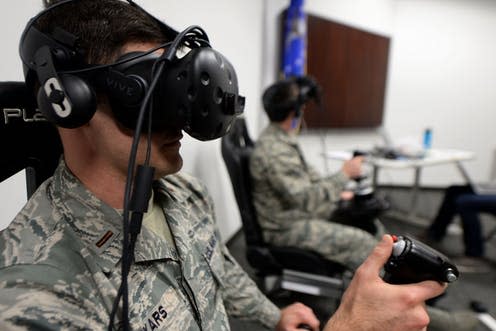 <span class="caption">Technology involving virtual reality could teach us a lot about the human psyche.</span> <span class="attribution"><span class="source"> (U.S. Air Force photo by Airman 1st Class Keith Holcomb)</span>, <a class="link " href="http://creativecommons.org/licenses/by-sa/4.0/" rel="nofollow noopener" target="_blank" data-ylk="slk:CC BY-SA;elm:context_link;itc:0;sec:content-canvas">CC BY-SA</a></span>