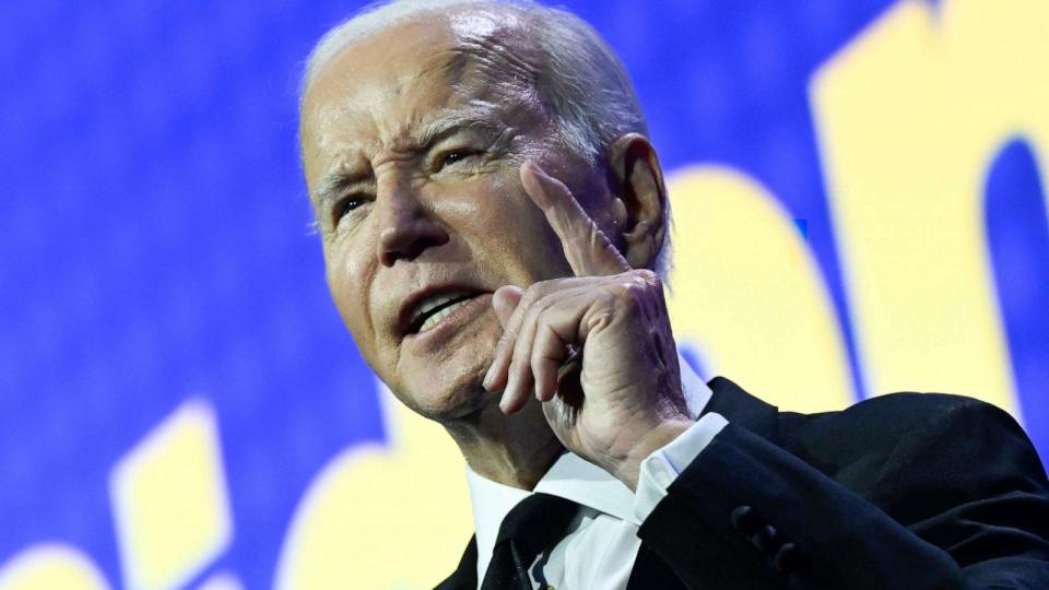 President Joe Biden speaks during the Human Rights Campaign National Dinner at the Washington Convention Center in Washington, DC, on October 14, 2023. (Photo by ANDREW CABALLERO-REYNOLDS / AFP) (Andrew Caballero-reynolds/AFP via Getty Images)