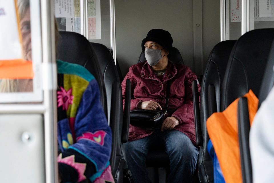 Corene Scott rides the Senior Access bus on Feb. 7.