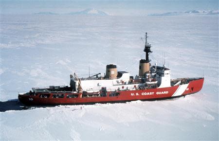 Polar Star, the U.S. Coast Guard icebreaker, is seen in a handout photo taken in Antarctica April 4, 1999. The United States is sending the Polar Star to help free Russian ship Akademik Shokalskiy and Chinese icebreaker Snow Dragon gripped by Antarctic ice, the Coast Guard said on January 4, 2013. The Polar Star is responding to a request for assistance from Australian authorities as well as from the Russian and Chinese governments, it said in a statement. REUTERS/U.S. Coast Guard/Handout via Reuters