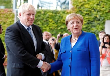 German Chancellor Merkel meets Britain's Prime Minister Johnson at the Chancellery in Berlin