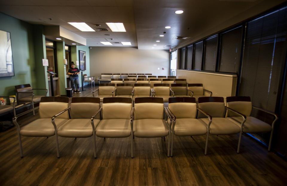 An empty waiting room at Alamo Women's Reproductive Services