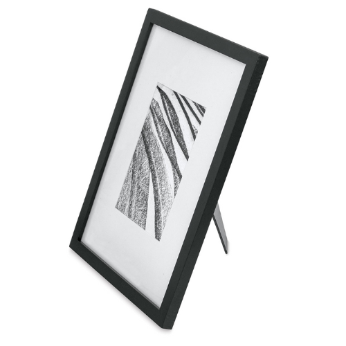 black photo frame with white mat and abstract image inside