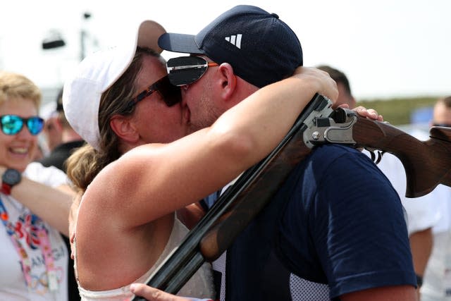 Nathan Hales kissing Charlotte Kerwood