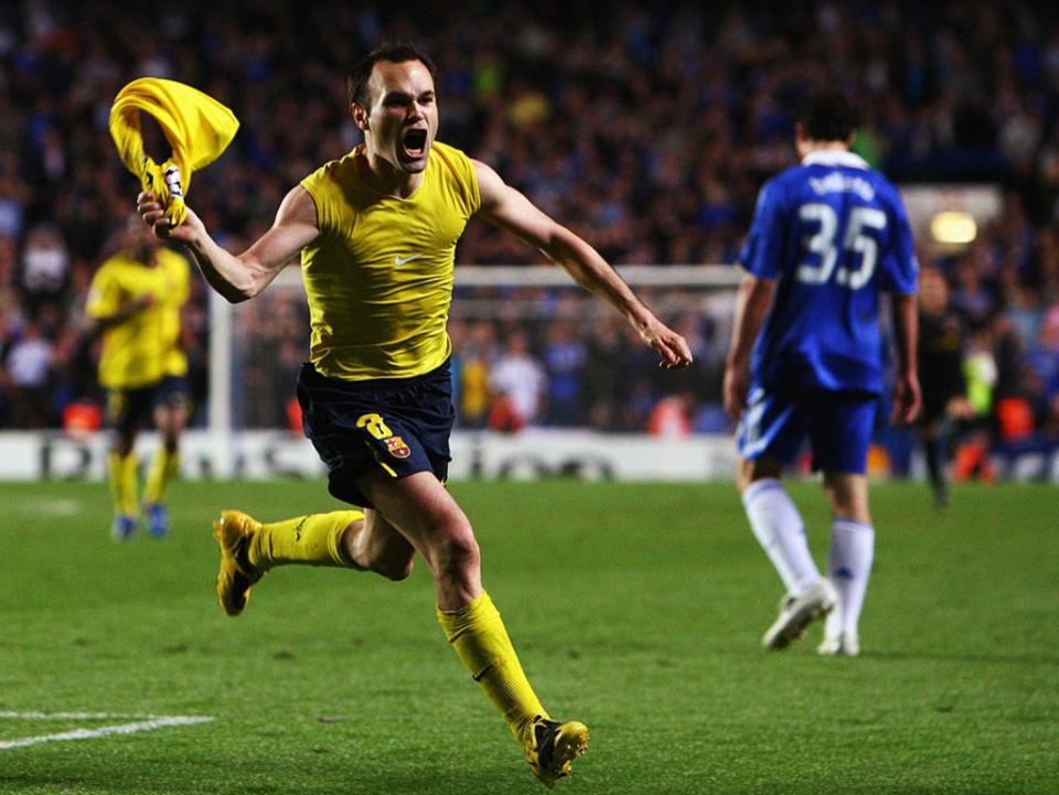 Andres Iniesta’s late strike saw Barcelona defeat Chelsea on away goals in 2009 (Getty)