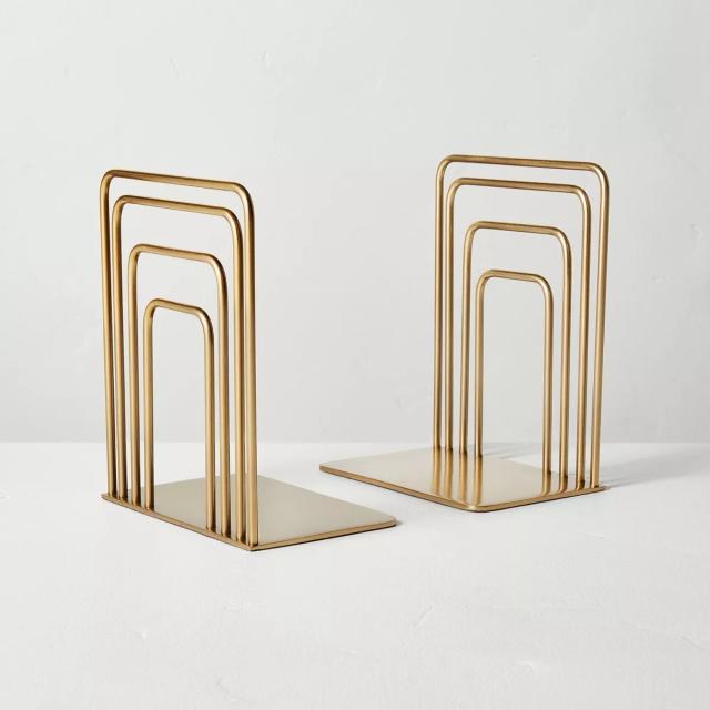 Stepped Brass Metal Bookends