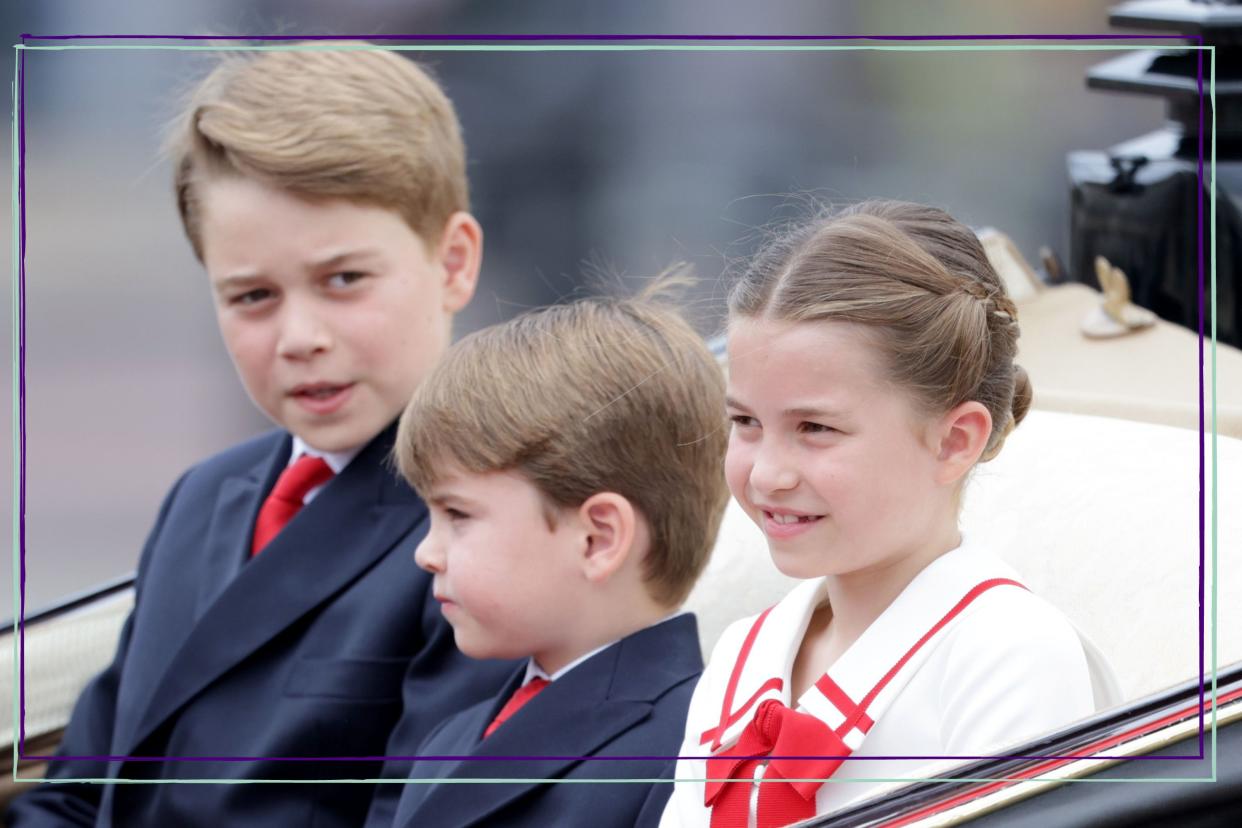  Prince George, Prince Louis and Princess Charlotte in carriage at Kings Coronation. 