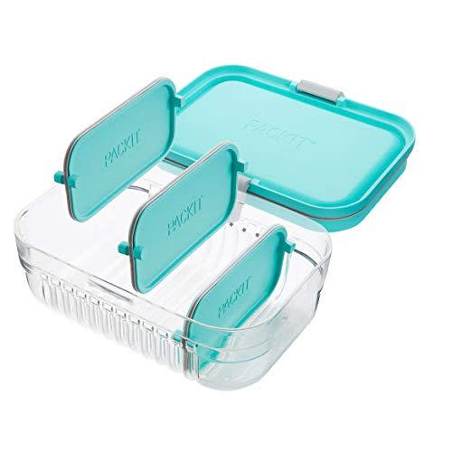 Youngever 8 Pack 4-Compartment Reusable Snack Box Food Containers, Bento Lunch Box, Meal Prep Containers, Divided Food