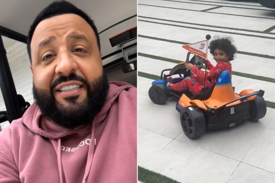 <p>DJ Khaled/ Instagram</p> DJ Khaled surprises his sons with go-karts on Christmas morning