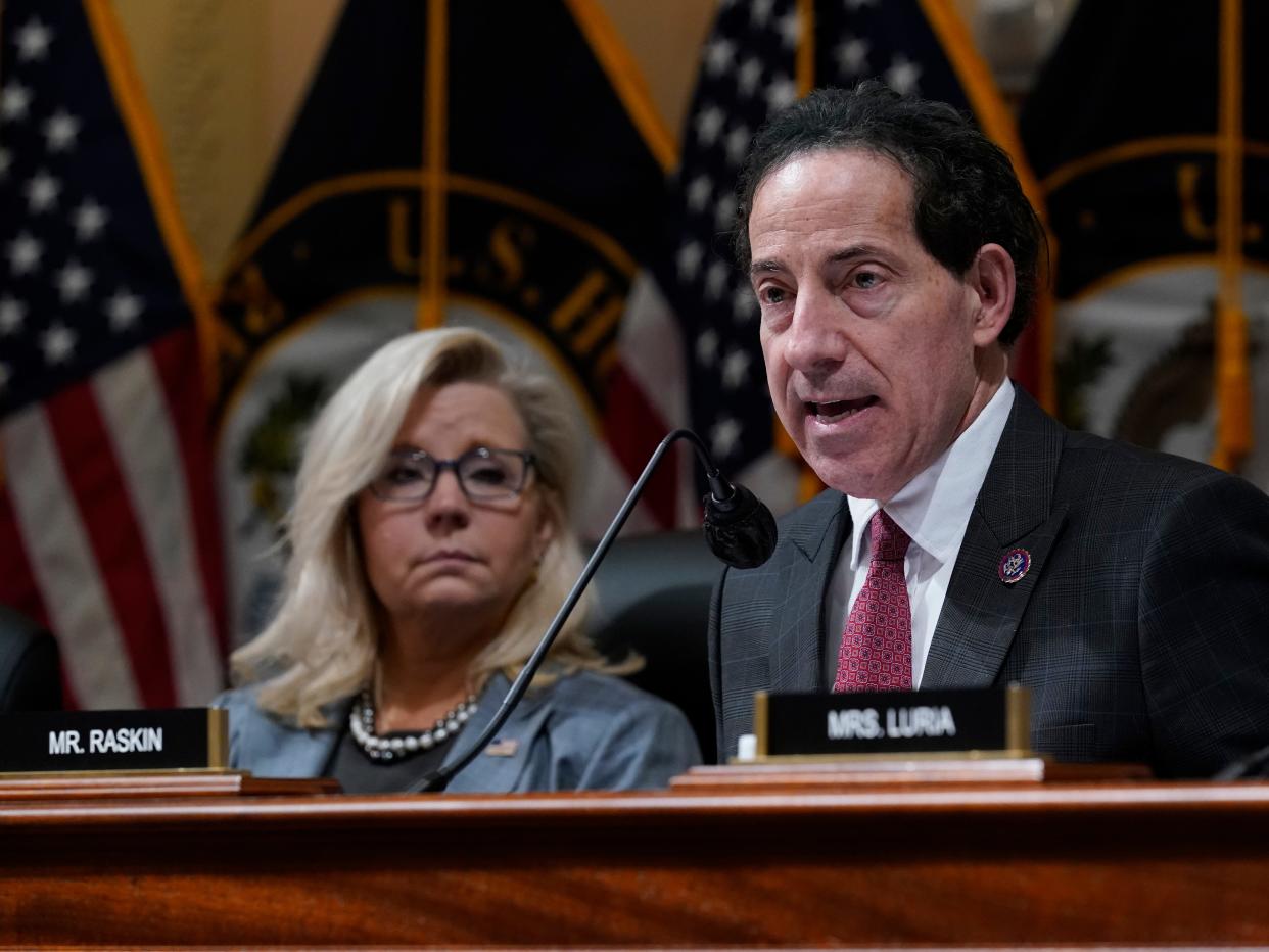 Rep. Jamie Raskin, D-Md., speaks as the House committee investigating the Jan. 6 attack on the U.S. Capitol at the Capitol in Washington, Monday, March 28, 2022.