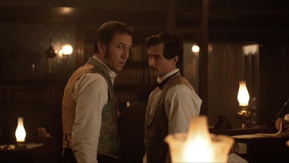 Tobias Menzies and Brandon Flynn in Manhunt