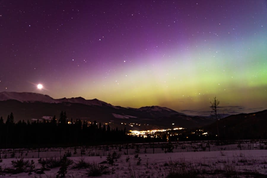 The aurora borealis as seen over Breckenridge Ski Resort in Colorado, on May 10, 2024 (Breckenridge Ski Resort)