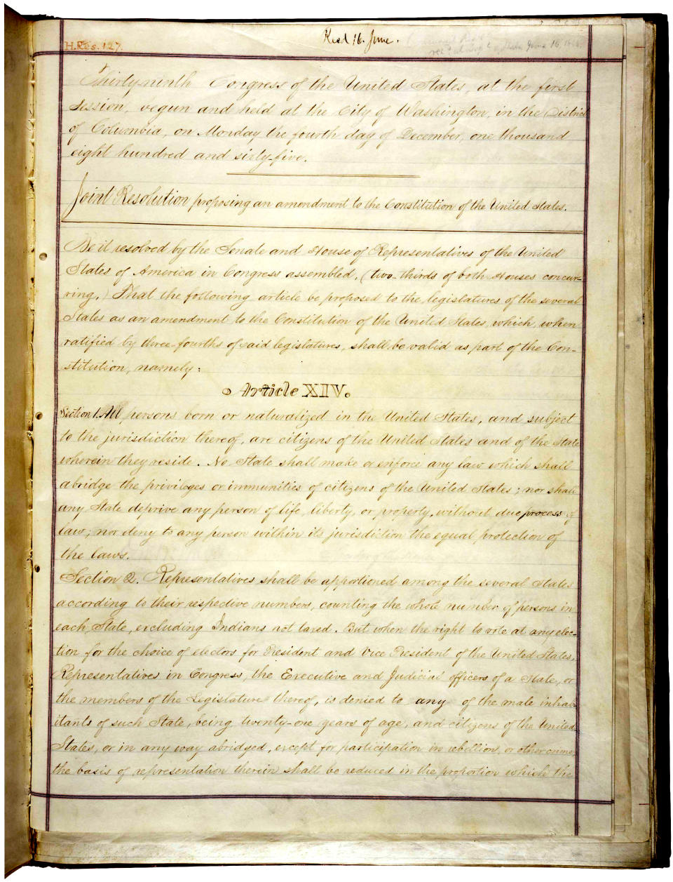 The 14th Amendment of the Constitution. (Photo: NARA)