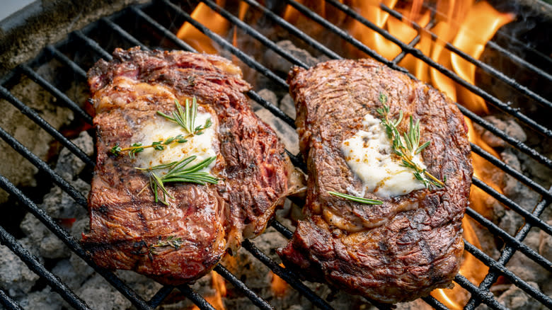 Steaks on the grill