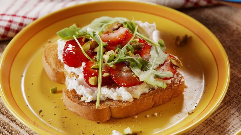<p>This sweet and savory toast tastes like luxury on a plate. Creamy <a href="https://www.delish.com/cooking/g51/goat-cheese-recipes/" rel="nofollow noopener" target="_blank" data-ylk="slk:goat cheese;elm:context_link;itc:0" class="link ">goat cheese</a> combined with a puffy <a href="https://www.delish.com/cooking/recipe-ideas/a32174182/milk-bread-recipe/" rel="nofollow noopener" target="_blank" data-ylk="slk:milk bread;elm:context_link;itc:0" class="link ">milk bread</a> and juicy <a href="https://www.delish.com/cooking/g906/strawberry-desserts-round-up/" rel="nofollow noopener" target="_blank" data-ylk="slk:strawberries;elm:context_link;itc:0" class="link ">strawberries</a> make this gourmet open-faced sandwich one to remember. </p><p>Get the <strong><a href="https://www.delish.com/cooking/a40734151/strawberry-goat-cheese-toast/" rel="nofollow noopener" target="_blank" data-ylk="slk:Strawberry Goat Cheese Toast recipe;elm:context_link;itc:0" class="link ">Strawberry Goat Cheese Toast recipe</a></strong>.</p>